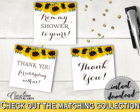 Favor Tags Bridal Shower Favor Tags Sunflower Bridal Shower Favor Tags Bridal Shower Sunflower Favor Tags Yellow White pdf jpg SSNP1 - Digital Product