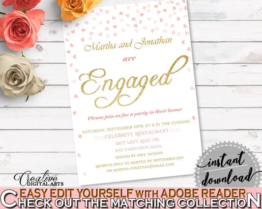 Engagement Invitation Bridal Shower Engagement Invitation Pink And Gold Bridal Shower Engagement Invitation Bridal Shower Pink And XZCNH - Digital Product