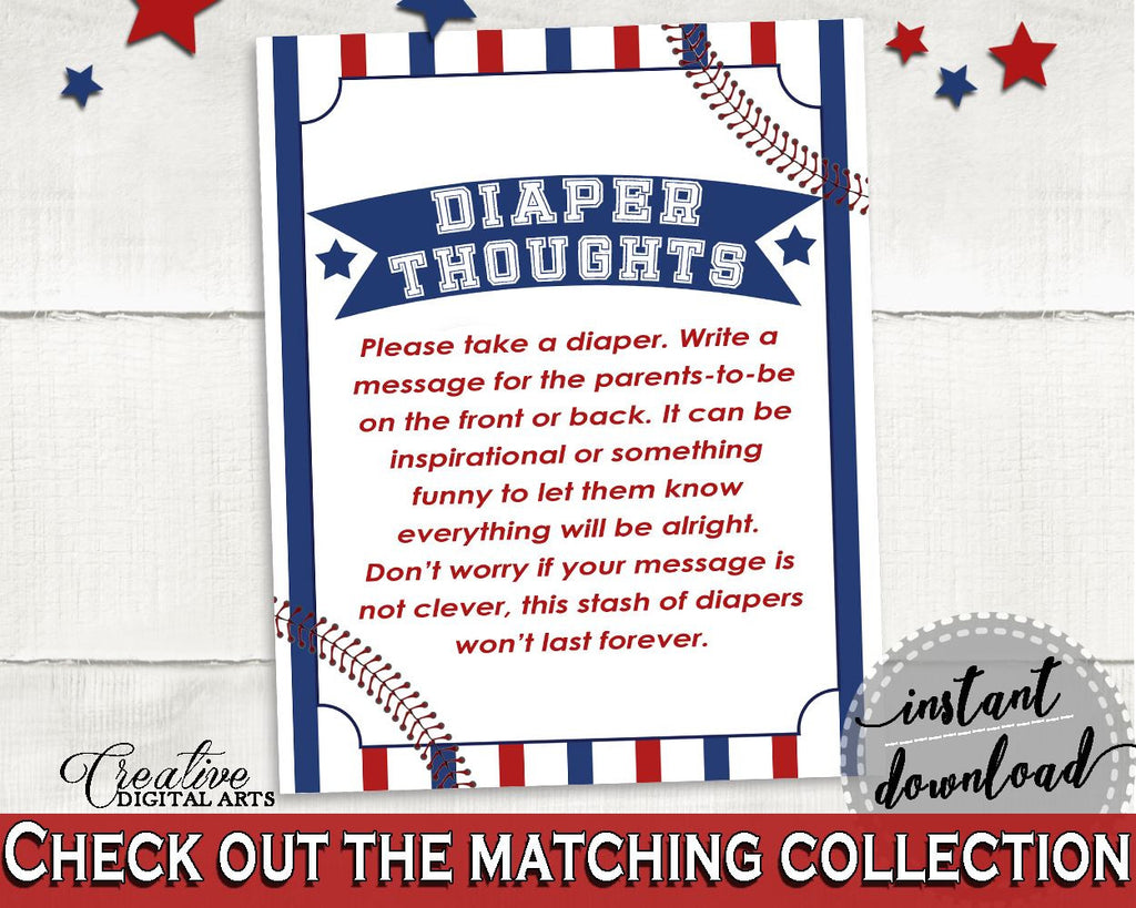 Diaper Thoughts Baby Shower Diaper Thoughts Baseball Baby Shower Diaper Thoughts Baby Shower Baseball Diaper Thoughts Blue Red YKN4H - Digital Product