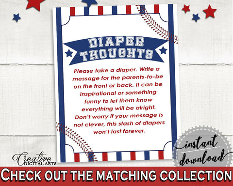 Diaper Thoughts Baby Shower Diaper Thoughts Baseball Baby Shower Diaper Thoughts Baby Shower Baseball Diaper Thoughts Blue Red YKN4H - Digital Product