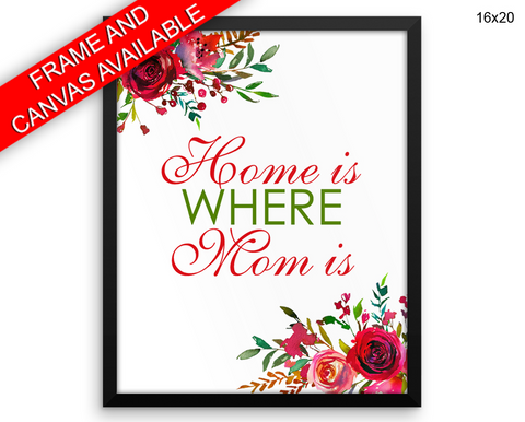 Home Is Where Mom Is Print, Beautiful Wall Art with Frame and Canvas options available  Decor