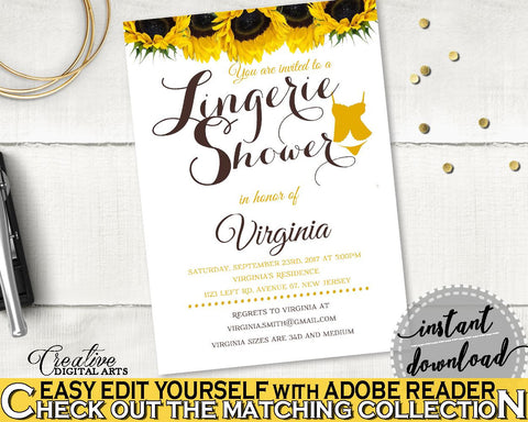 Lingerie Shower Invitation Bridal Shower Lingerie Shower Invitation Sunflower Bridal Shower Lingerie Shower Invitation Bridal Shower SSNP1 - Digital Product
