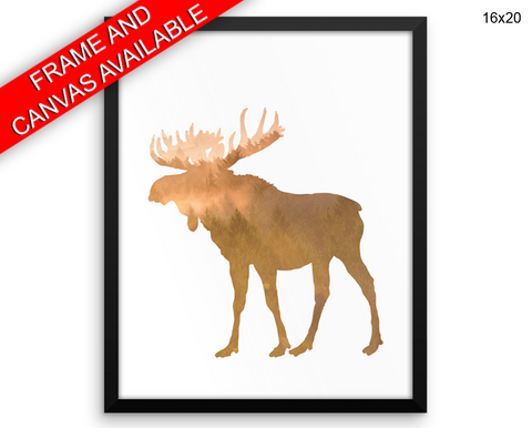 Forrest Moose Print, Beautiful Wall Art with Frame and Canvas options available Rustic Decor