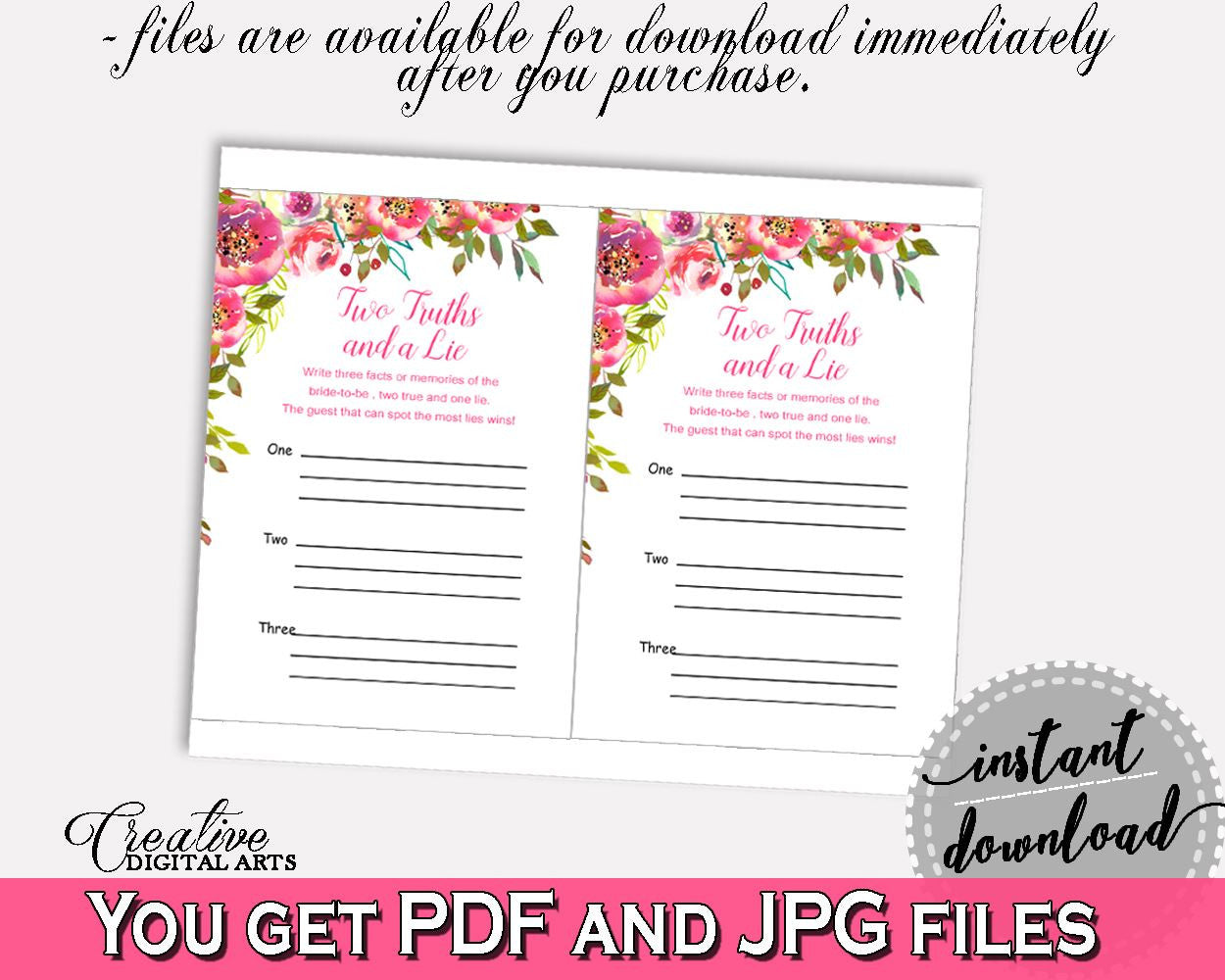 Two Truths And A Lie Bridal Shower Two Truths And A Lie Spring Flowers Bridal Shower Two Truths And A Lie Bridal Shower Spring Flowers UY5IG - Digital Product