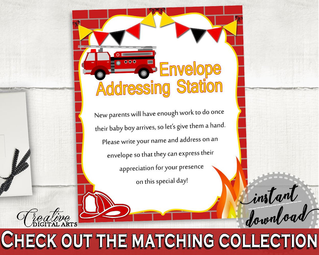 Envelope Addressing Baby Shower Envelope Addressing Fireman Baby Shower Envelope Addressing Red Yellow Baby Shower Fireman Envelope LUWX6 - Digital Product