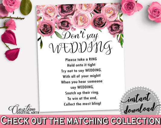 Don't Say Wedding Game Bridal Shower Don't Say Wedding Game Floral Bridal Shower Don't Say Wedding Game Bridal Shower Floral Don't Say BQ24C - Digital Product