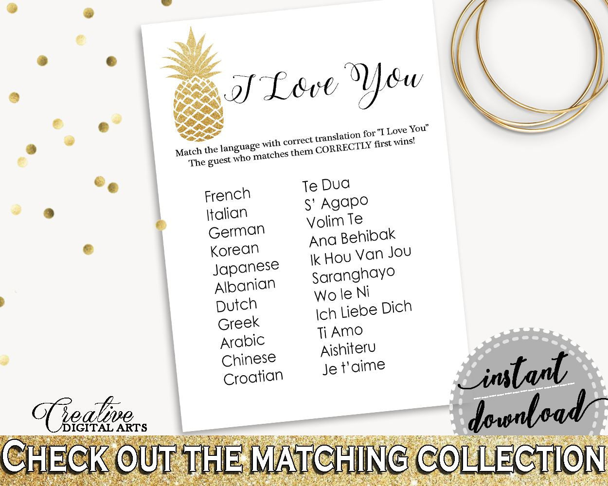 I Love You Game Bridal Shower I Love You Game Pineapple Bridal Shower I Love You Game Bridal Shower Pineapple I Love You Game Gold 86GZU - Digital Product