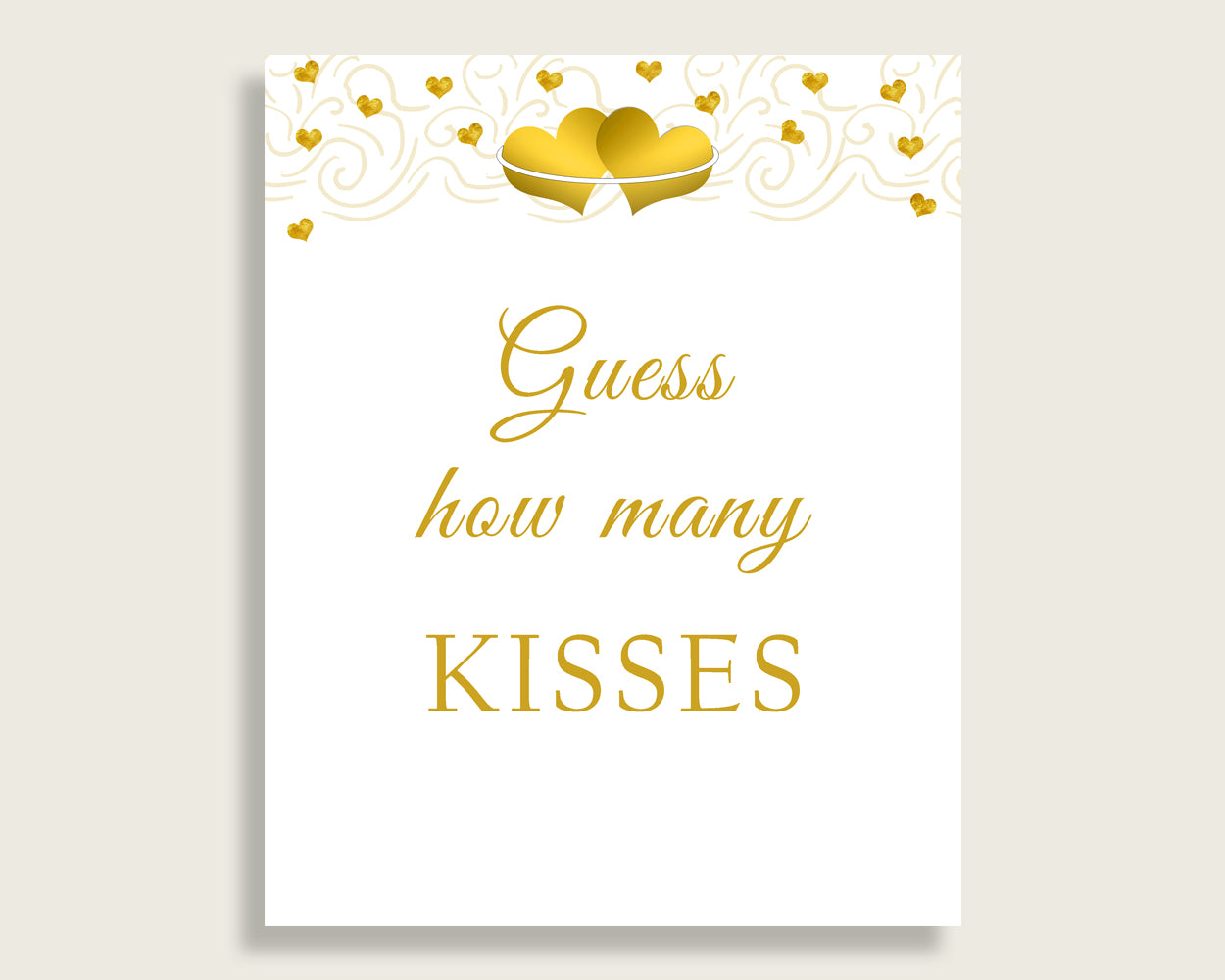 Kisses Guessing Game Bridal Shower Kisses Guessing Game Gold Hearts Bridal Shower Kisses Guessing Game Bridal Shower Gold Hearts 6GQOT