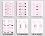 Cat Birthday Party Package, Cat Decorations Editable Set Pink White, Party Package Printable Girl INHA8