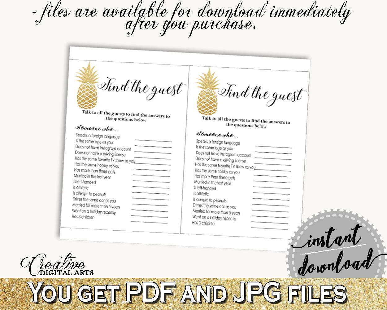 Find The Guest Game Bridal Shower Find The Guest Game Pineapple Bridal Shower Find The Guest Game Bridal Shower Pineapple Find The 86GZU - Digital Product