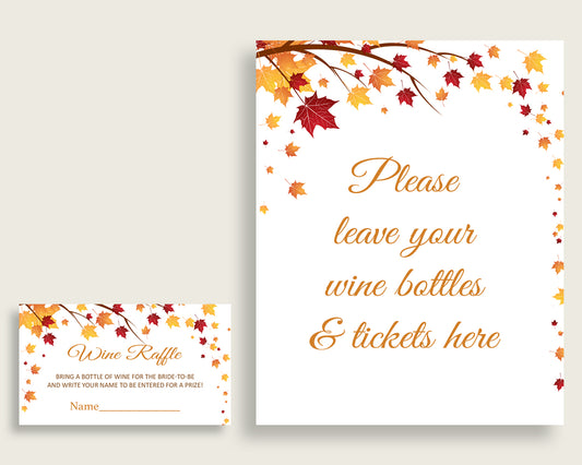 Wine Raffle Bridal Shower Wine Raffle Fall Bridal Shower Wine Raffle Bridal Shower Autumn Wine Raffle Brown Yellow printables YCZ2S