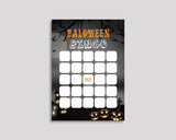 Halloween Bash Birthday Bingo Game Cards, Boy Girl Halloween Game, Printable Black Orange Bingo Prefilled, Halloween Bingo 60 Cards LXRNF