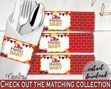 Napkin Rings Baby Shower Napkin Rings Fireman Baby Shower Napkin Rings Red Yellow Baby Shower Fireman Napkin Rings - LUWX6 - Digital Product