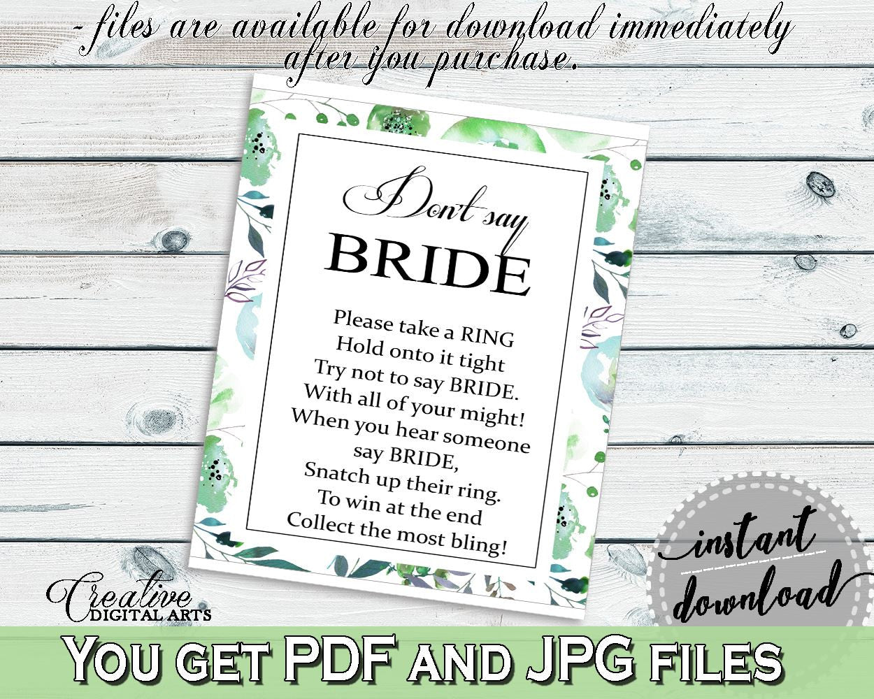 Don't Say Bride Bridal Shower Don't Say Bride Botanic Watercolor Bridal Shower Don't Say Bride Bridal Shower Botanic Watercolor Don't 1LIZN - Digital Product