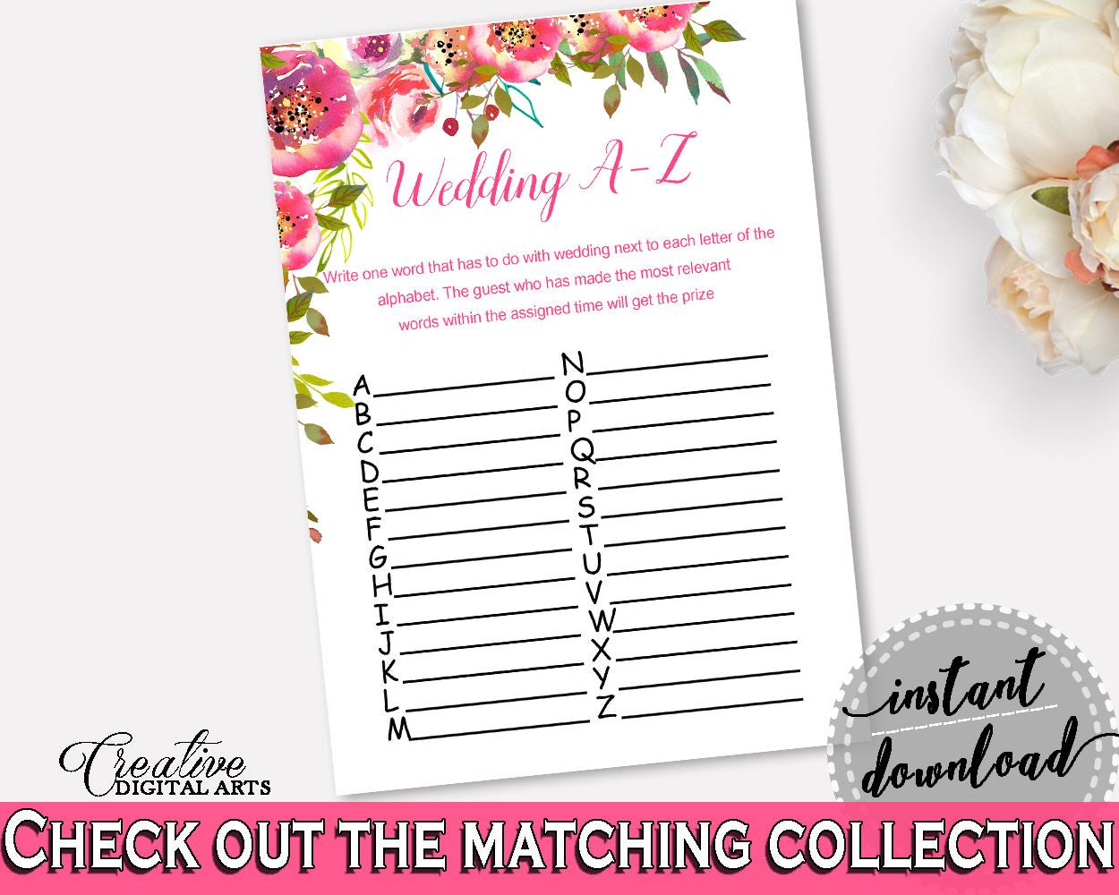 Wedding Game Bridal Shower Wedding Game Spring Flowers Bridal Shower Wedding Game Bridal Shower Spring Flowers Wedding Game Pink Green UY5IG - Digital Product