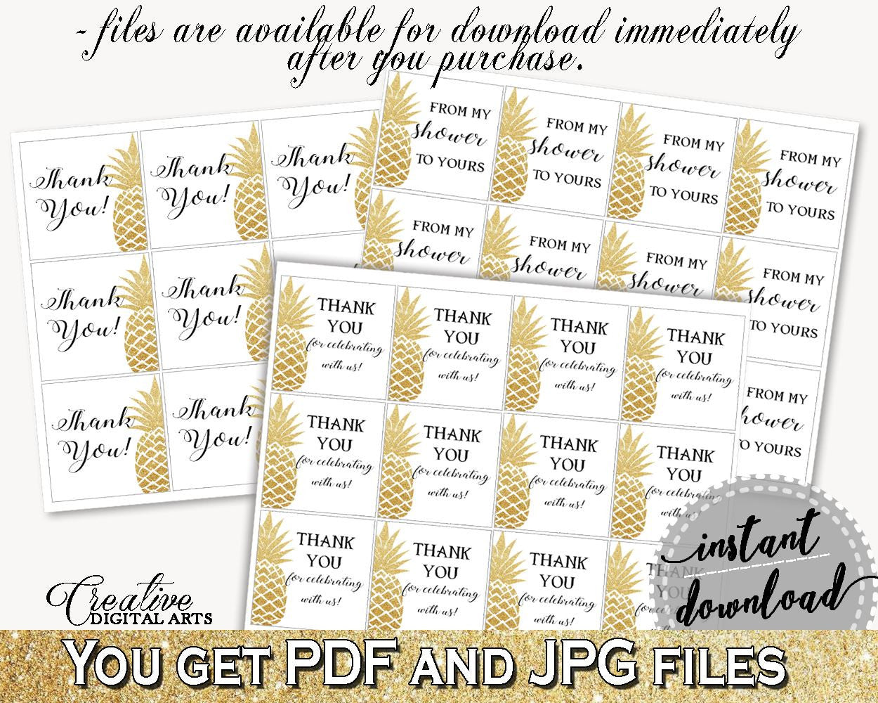 Thank You Tags Square Bridal Shower Thank You Tags Square Pineapple Bridal Shower Thank You Tags Square Bridal Shower Pineapple Thank 86GZU - Digital Product