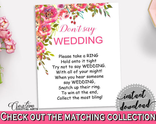 Don't Say Wedding Game Bridal Shower Don't Say Wedding Game Spring Flowers Bridal Shower Don't Say Wedding Game Bridal Shower Spring UY5IG - Digital Product