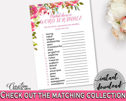 Word Scramble Bridal Shower Word Scramble Spring Flowers Bridal Shower Word Scramble Bridal Shower Spring Flowers Word Scramble Pink UY5IG - Digital Product