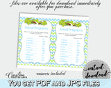 Baby Shower ANIMAL GESTATION game with green alligator and blue color theme, instant download - ap002