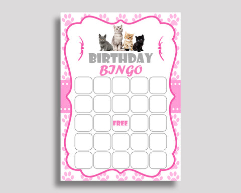 Cat Bingo Gift Cat Birthday Bingo Blank Cat Bingo Cards Pink White Birthday Activity Girl INHA8