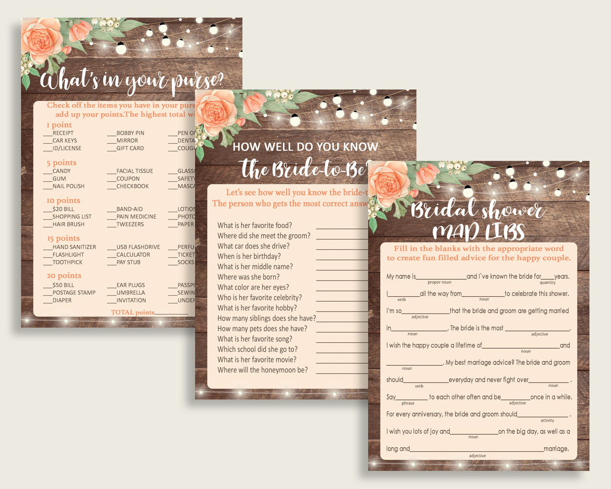 Games Bridal Shower Games Rustic Bridal Shower Games Bridal Shower Flowers Games Brown Beige party decor paper supplies party plan pdf SC4GE