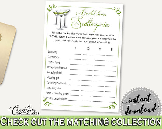 Scattergories Bridal Shower Scattergories Modern Martini Bridal Shower Scattergories Bridal Shower Modern Martini Scattergories Green ARTAN - Digital Product