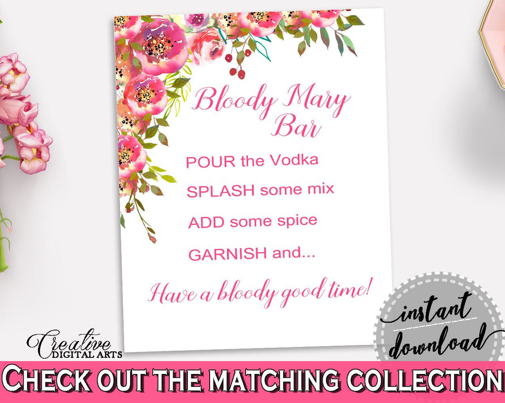 Bloody Mary Bridal Shower Bloody Mary Spring Flowers Bridal Shower Bloody Mary Bridal Shower Spring Flowers Bloody Mary Pink Green UY5IG - Digital Product