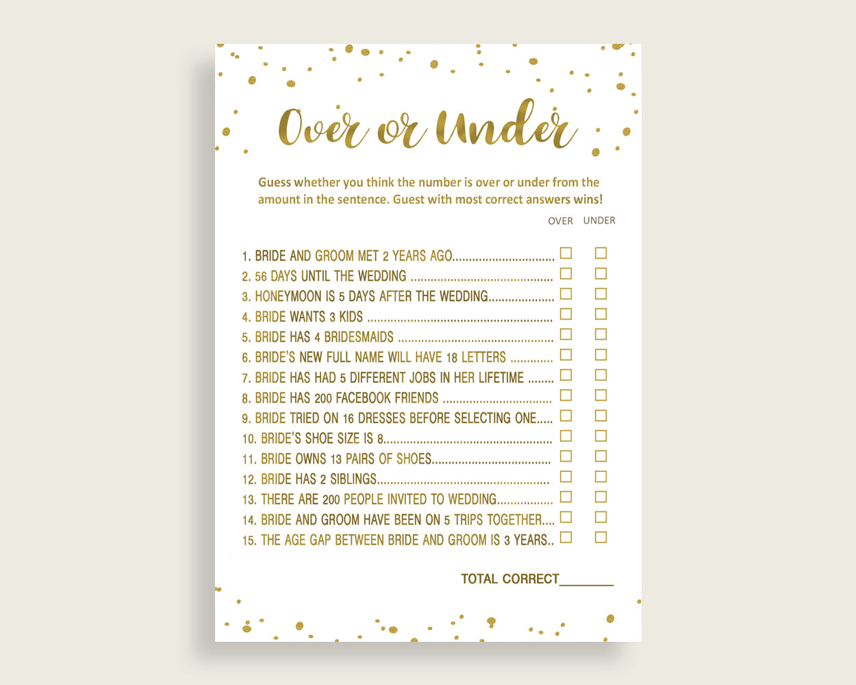 Over Or Under Bridal Shower Over Or Under Gold Bridal Shower Over Or Under Bridal Shower Gold Over Or Under Gold White digital print G2ZNX