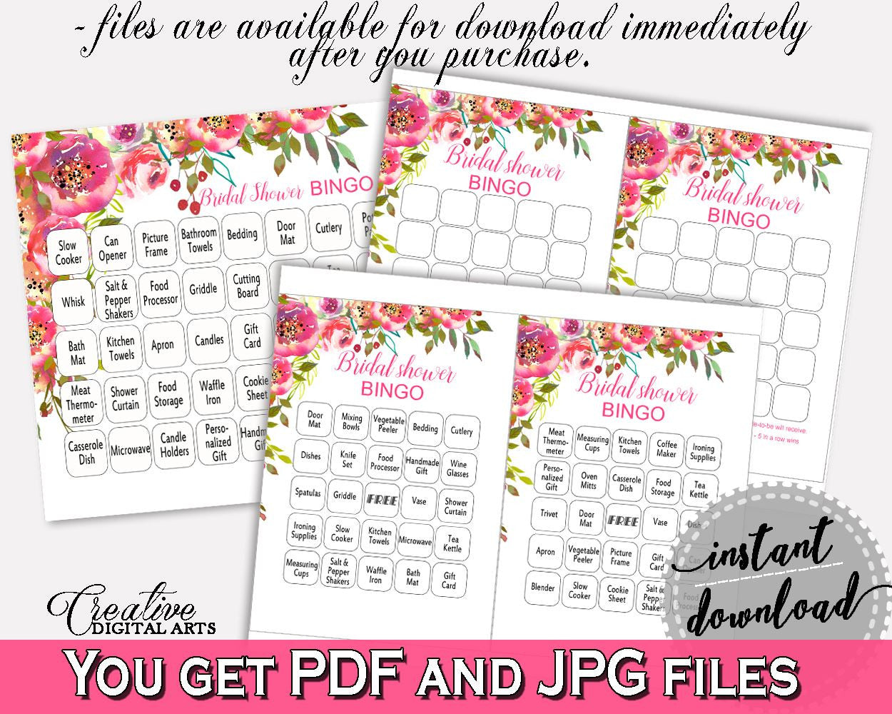 Bingo Bridal Shower Bingo Spring Flowers Bridal Shower Bingo Bridal Shower Spring Flowers Bingo Pink Green party plan, party stuff UY5IG - Digital Product