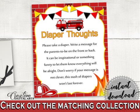 Diaper Thoughts Baby Shower Diaper Thoughts Fireman Baby Shower Diaper Thoughts Red Yellow Baby Shower Fireman Diaper Thoughts digital LUWX6 - Digital Product