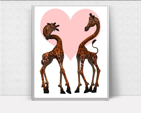 Wall Decor Love Printable Giraffe Prints Love Sign Giraffe Nursery Art Giraffe Nursery Print Love Printable Art Love Love Cool Poster Heart - Digital Download