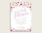 Flower Blush Baby Shower Invitations Printable, Digital Or Printed Invitation Baby Shower Girl, Editable Invitation Pink Green Flowers VH1KL