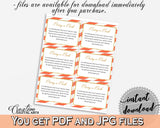 Baby shower orange BRING A BOOK inserts printable for baby shower with glitter gold and orange theme, jpg pdf, instant download - bs003