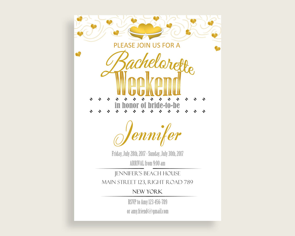Bachelorette Weekend Invitation Bridal Shower Bachelorette Weekend Invitation Gold Hearts Bridal Shower Bachelorette Weekend 6GQOT