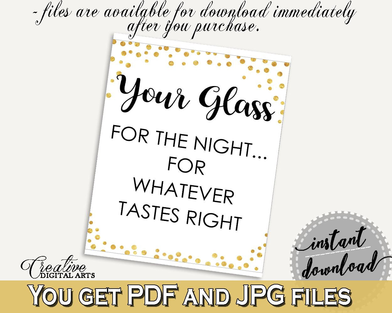 Your Glass For The Night Bridal Shower Your Glass For The Night Confetti Bridal Shower Your Glass For The Night Bridal Shower Confetti CZXE5 - Digital Product