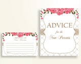 Advice Cards Baby Shower Advice Cards Roses Baby Shower Advice Cards Baby Shower Roses Advice Cards Pink White party organising U3FPX - Digital Product