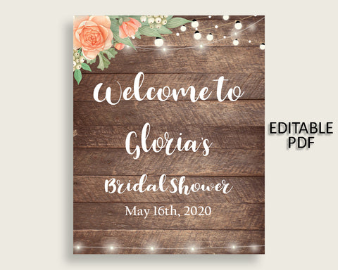 Welcome Sign Bridal Shower Welcome Sign Rustic Bridal Shower Welcome Sign Bridal Shower Flowers Welcome Sign Brown Beige party decor SC4GE