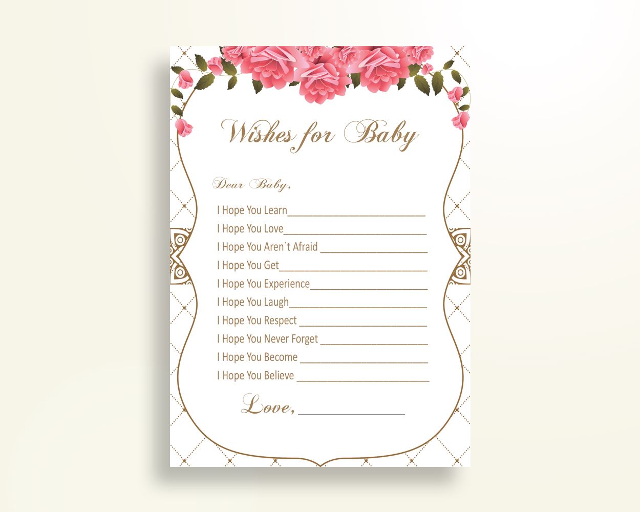 Wishes For Baby Baby Shower Wishes For Baby Roses Baby Shower Wishes For Baby Baby Shower Roses Wishes For Baby Pink White prints U3FPX - Digital Product