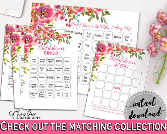 Bingo Bridal Shower Bingo Spring Flowers Bridal Shower Bingo Bridal Shower Spring Flowers Bingo Pink Green party plan, party stuff UY5IG - Digital Product