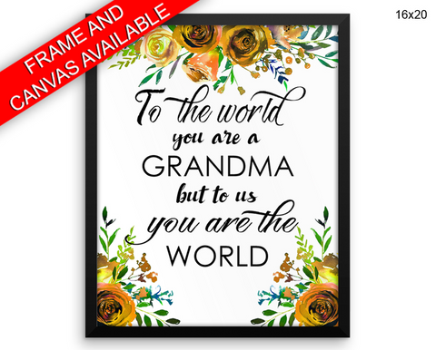 Grandma Gift Print, Beautiful Wall Art with Frame and Canvas options available Home Decor