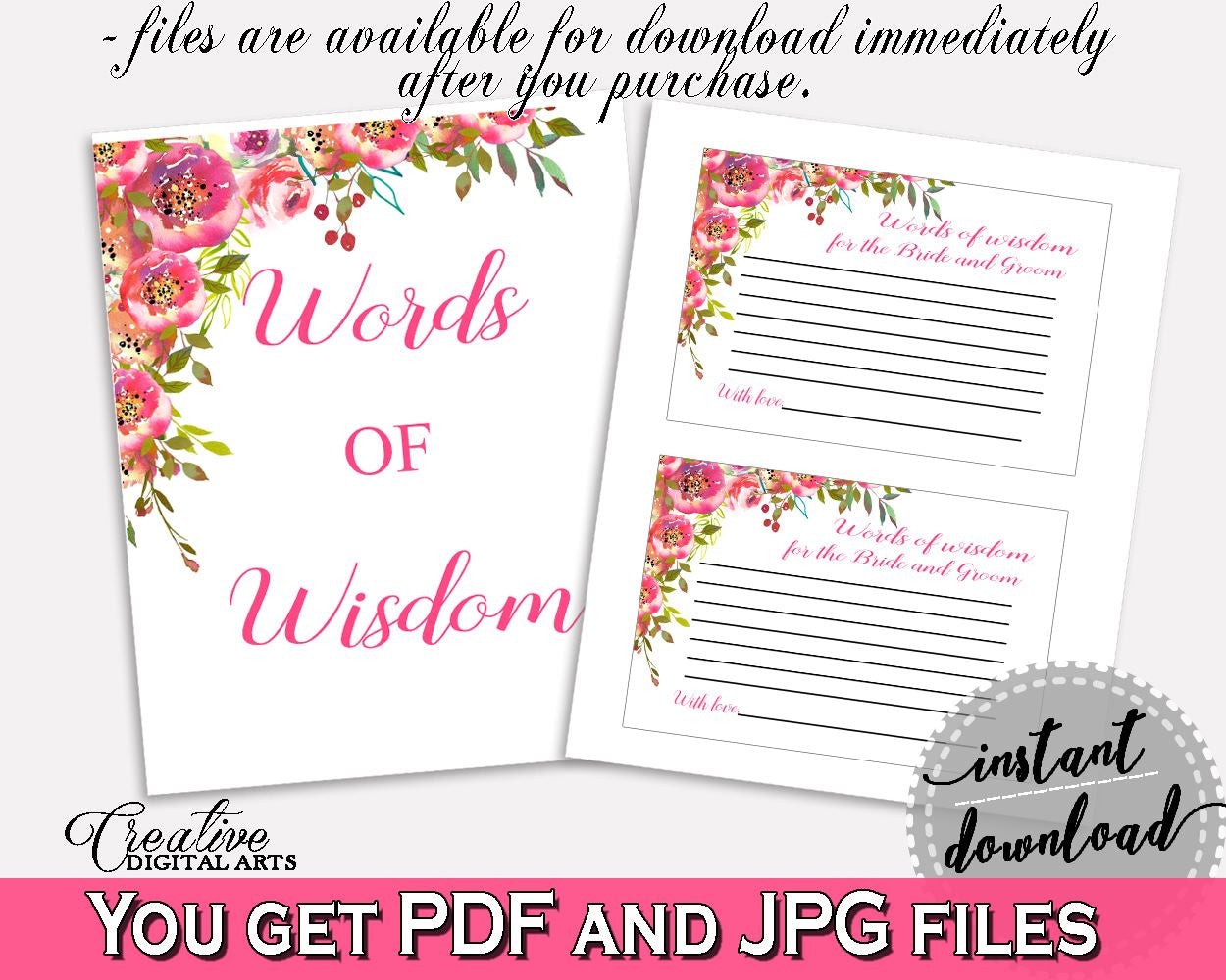 Words Of Wisdom Bridal Shower Words Of Wisdom Spring Flowers Bridal Shower Words Of Wisdom Bridal Shower Spring Flowers Words Of UY5IG - Digital Product