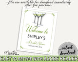 Welcome Sign Bridal Shower Welcome Sign Modern Martini Bridal Shower Welcome Sign Bridal Shower Modern Martini Welcome Sign Green ARTAN - Digital Product