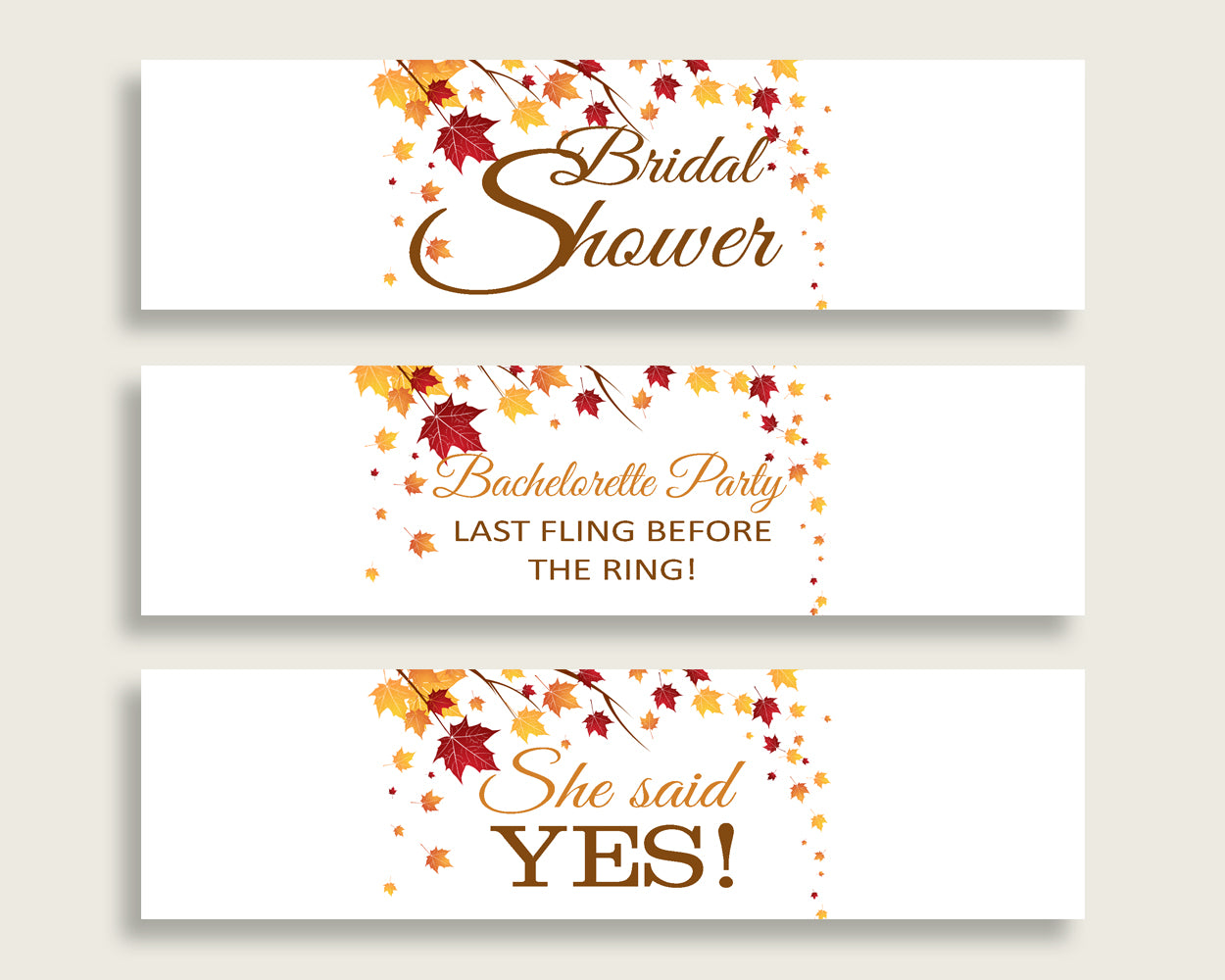 Bottle Labels Bridal Shower Bottle Labels Fall Bridal Shower Bottle Labels Bridal Shower Autumn Bottle Labels Brown Yellow prints YCZ2S