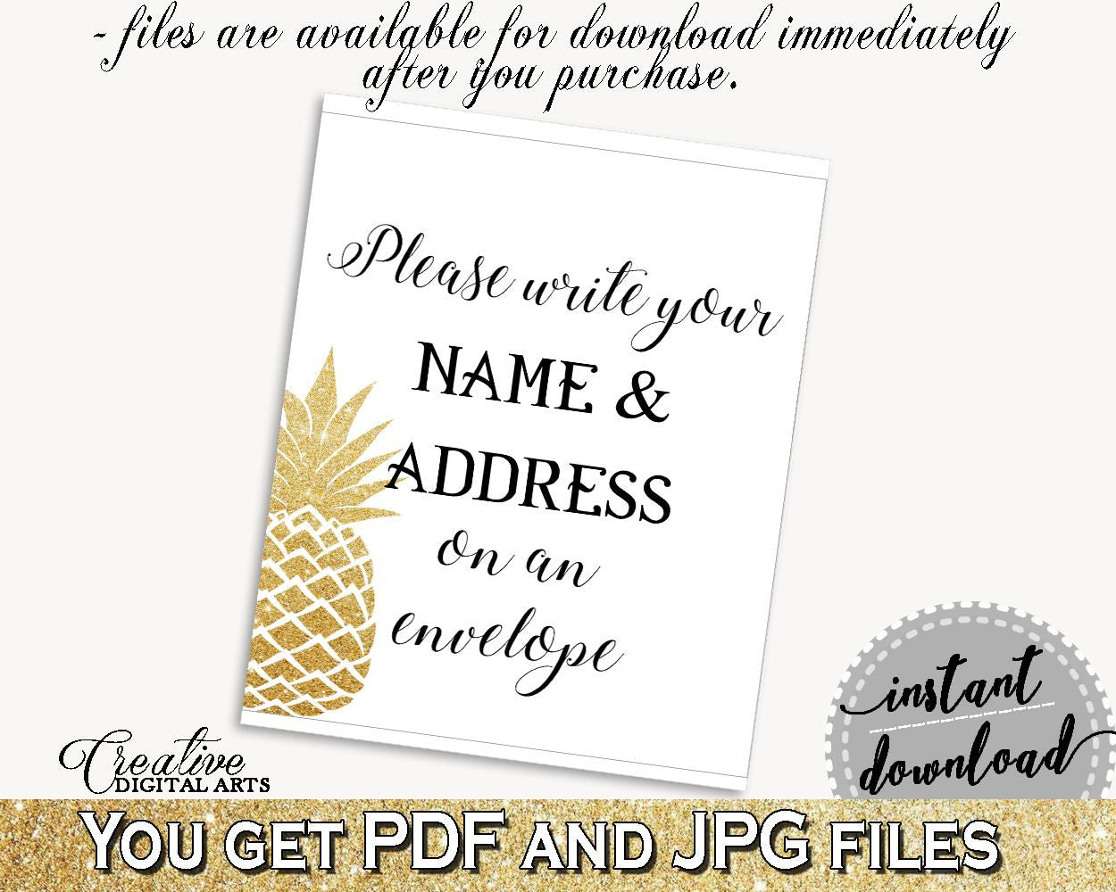 Write Your Name And Address Sign Bridal Shower Write Your Name And Address Sign Pineapple Bridal Shower Write Your Name And Address 86GZU - Digital Product