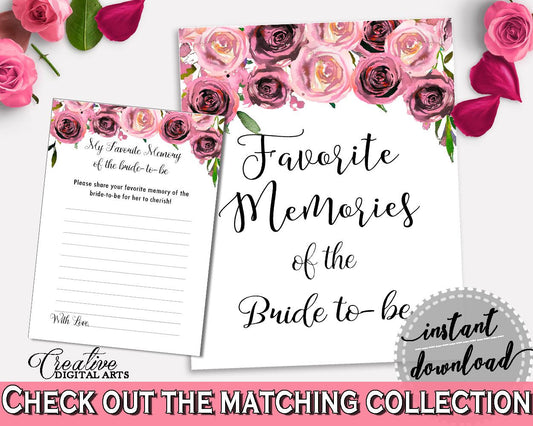 Favorite Memories Bridal Shower Favorite Memories Floral Bridal Shower Favorite Memories Bridal Shower Floral Favorite Memories Pink BQ24C - Digital Product