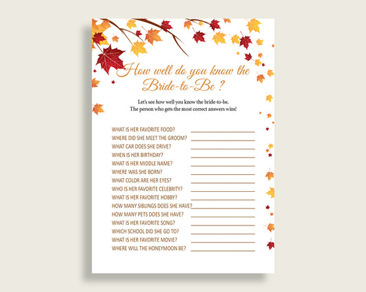 How Well Do You Know The Bride To Be Bridal Shower How Well Do You Know The Bride To Be Fall Bridal Shower How Well Do You Know The YCZ2S