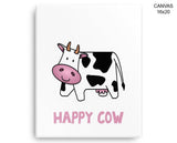 Happy Cow Print, Beautiful Wall Art with Frame and Canvas options available Nursery Decor