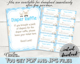 Little Lamb Baby Shower Boy DIAPER RAFFLE insert ticket printable, sheep shower theme blue, Digital File Jpg Pdf, instant download - fa001