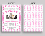 Cat Birthday Invitation Cat Birthday Party Invitation Cat Birthday Party Cat Invitation Girl kitten paw, kitty, digital download INHA8 - Digital Product