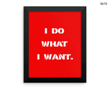 I Do What I Want Print, Beautiful Wall Art with Frame and Canvas options available  Decor